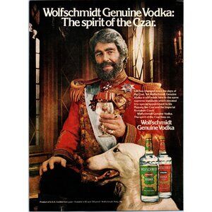 1981 Wolfschmidt Vodka Spirit of the Czar Vintage Print Ad Dog Uniform Wall Art